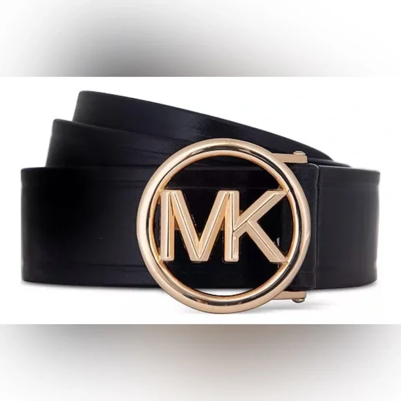 NWT Michael Kors leather belt NWT Michael Kors MK Signature Brown Leather Gold Charm Belt  main image 3